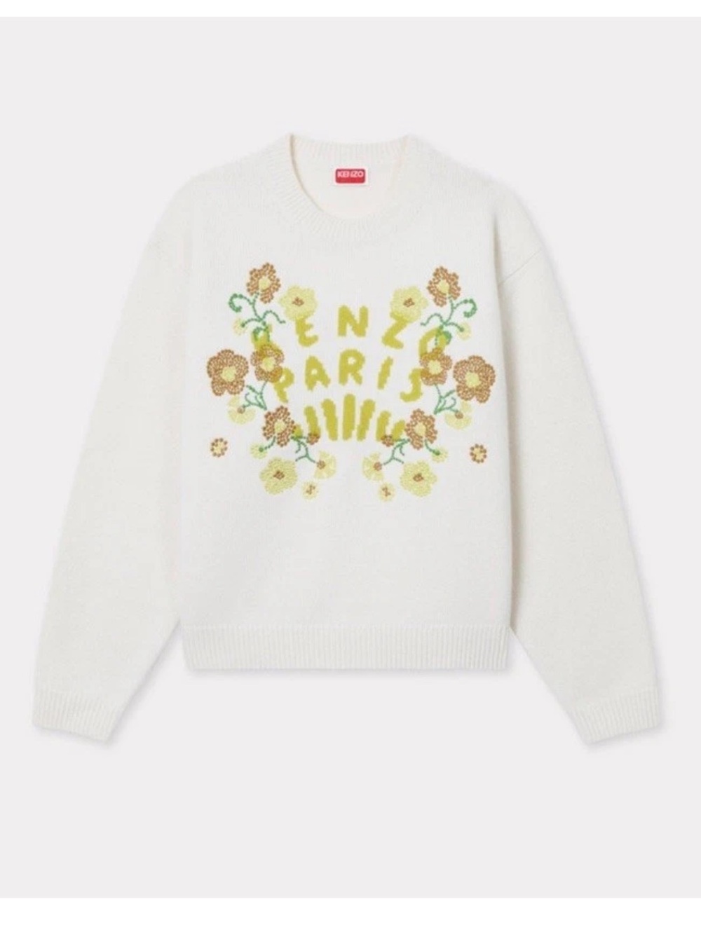 Kenzo White Floral Logo Knit Sweater